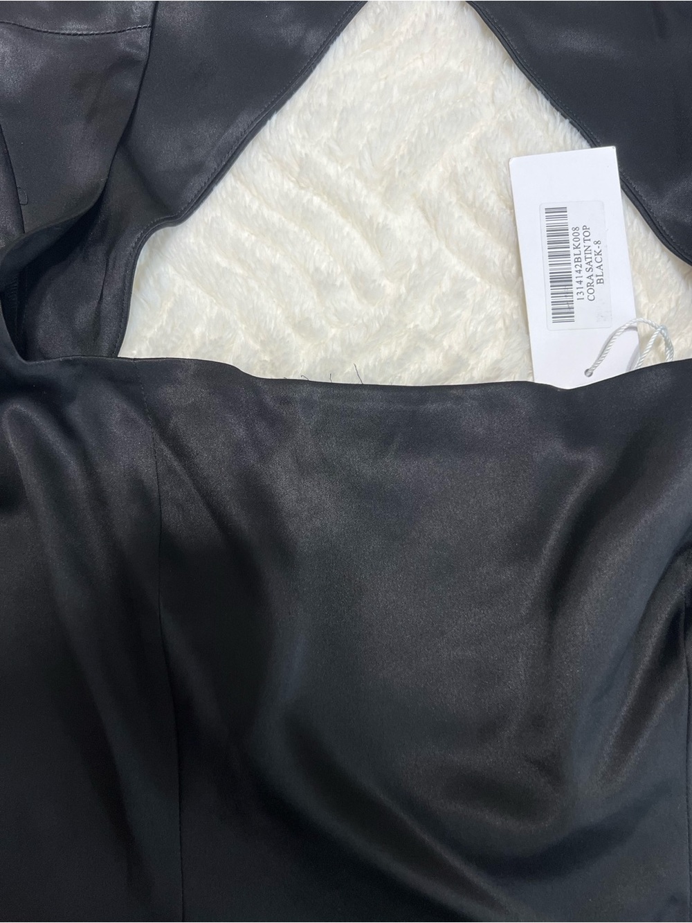 Reformation Cora Satin Top Black Size 8 NWT Square Neck Open Back Side Zip - Picture 11 of 12